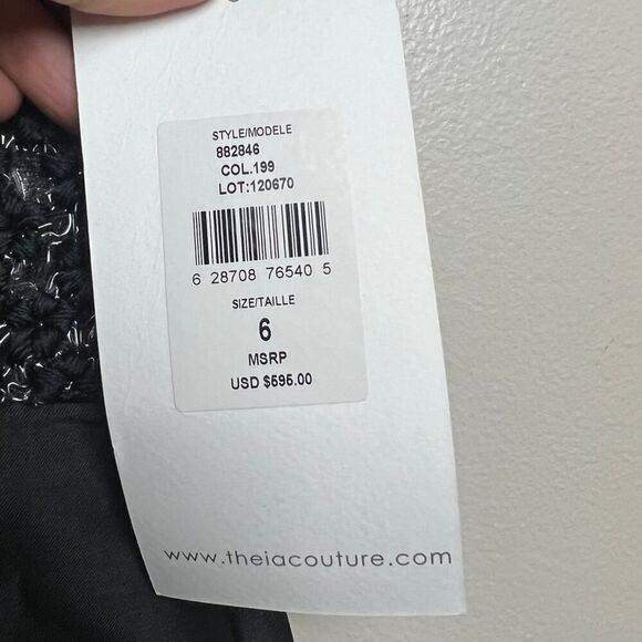 Theia Black Taffeta Embroidered Mini Dress NWT Sz. 6 - Picture 3 of 5